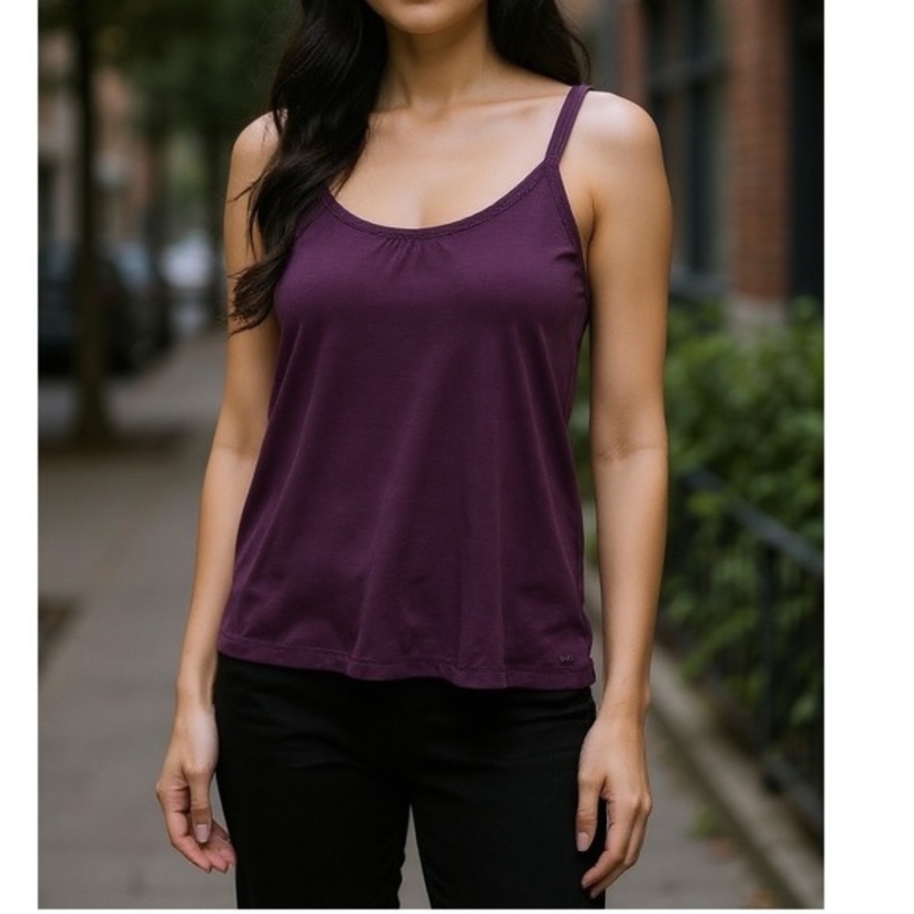 Three Hearts Womens Tank Top Size M Purple Cotton Cami Heart Logo Minimalist